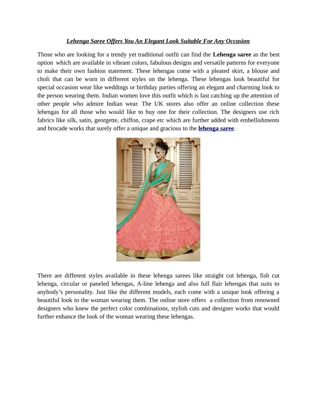 lehenga saree offers you an elegant look suitable