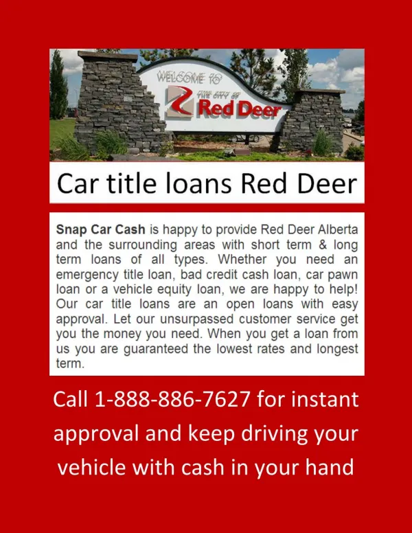 Car title loans Red Deer