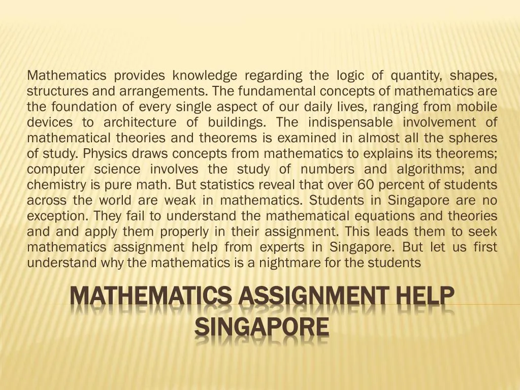 mathematics assignment help singapore