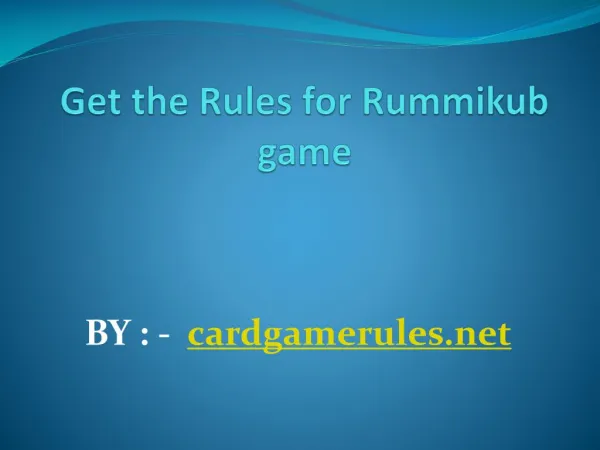 Get the Rules for Rummikub game