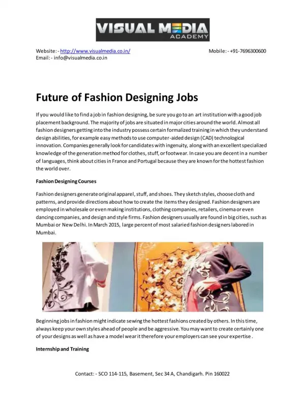 Fashion Designing Courses in Chandigarh