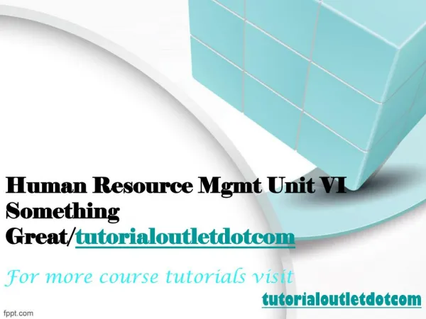 Human Resource Mgmt Unit VI Something Great/tutorialoutletdotcom
