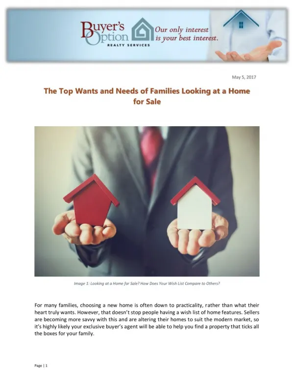 The Top Wants and Needs of Families Looking at a Home for Sale