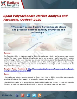 Spain Polycarbonate Market Size, Share and Forecasts 2020