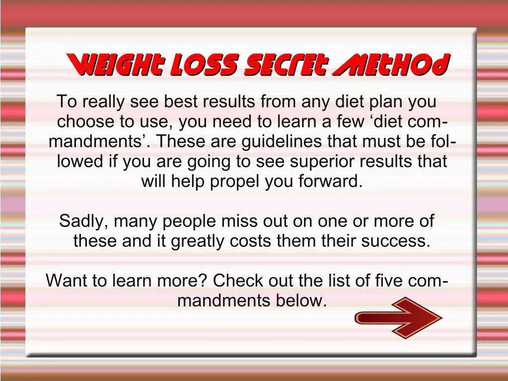 weight loss secret method weight loss secret
