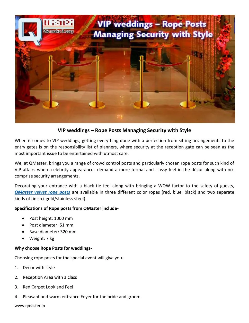 vip weddings rope posts managing security with