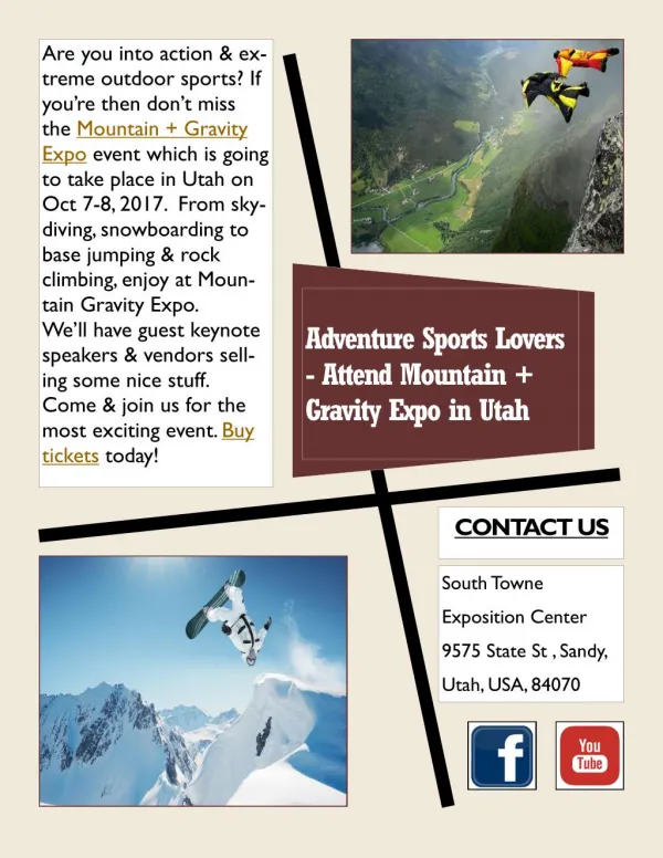 Adventure Sports Lovers - Attend Mountain Gravity Expo in Utah