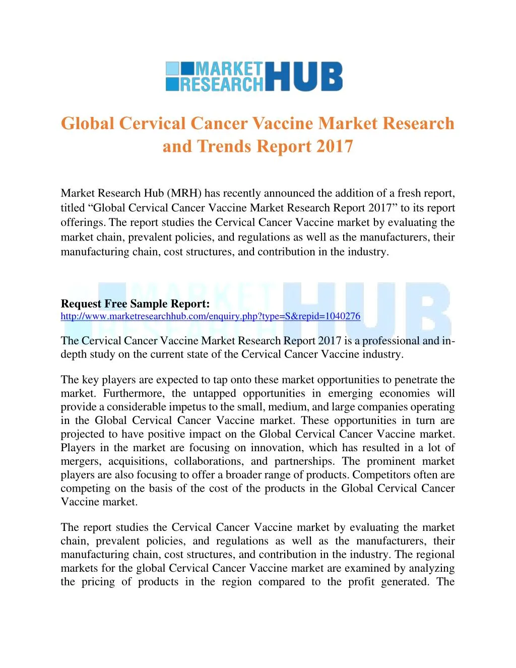 global cervical cancer vaccine market research