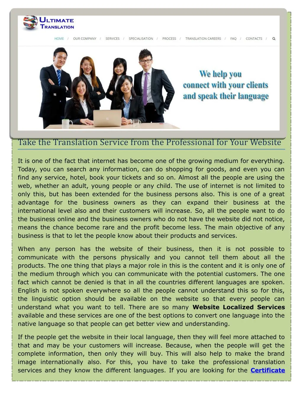 take the translation service from