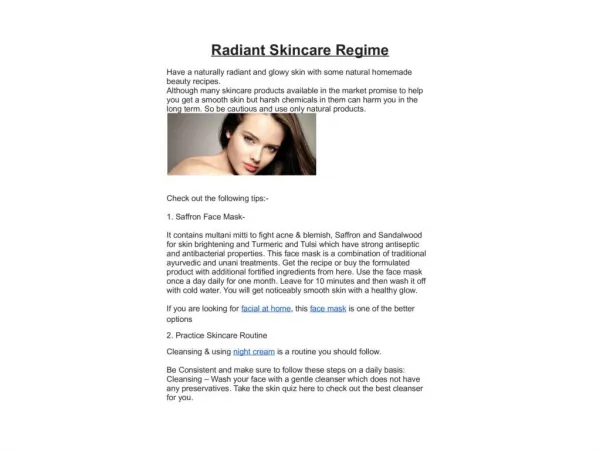 Radiant skincare regime