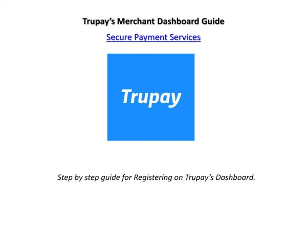 Registration Process for Merchant - Trupay
