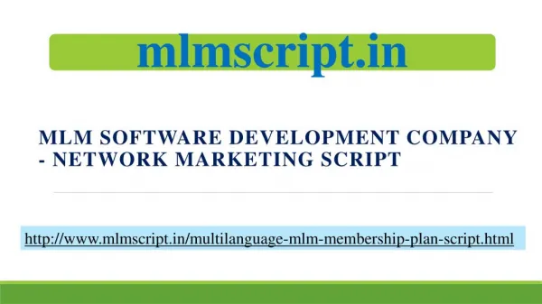 MLM Software Development Company - Network Marketing Script
