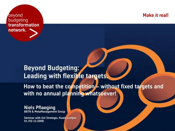 Beyond Budgeting: Leading with Flexible Targets. 2-day seminar