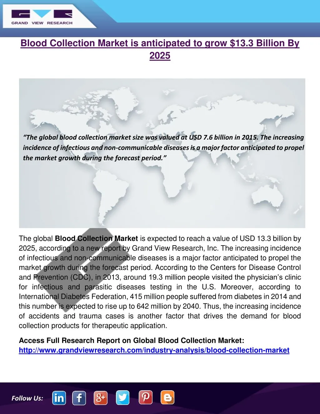 blood collection market is anticipated to grow