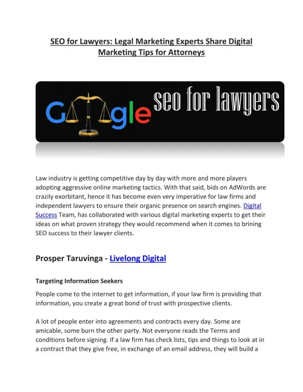SEO for Lawyers: Legal Marketing Experts Share Digital Marketing Tips for Attorneys