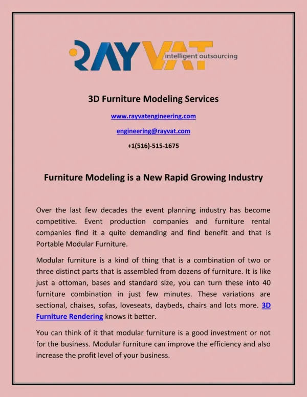 Furniture Modeling is a New Rapid Growing Industry