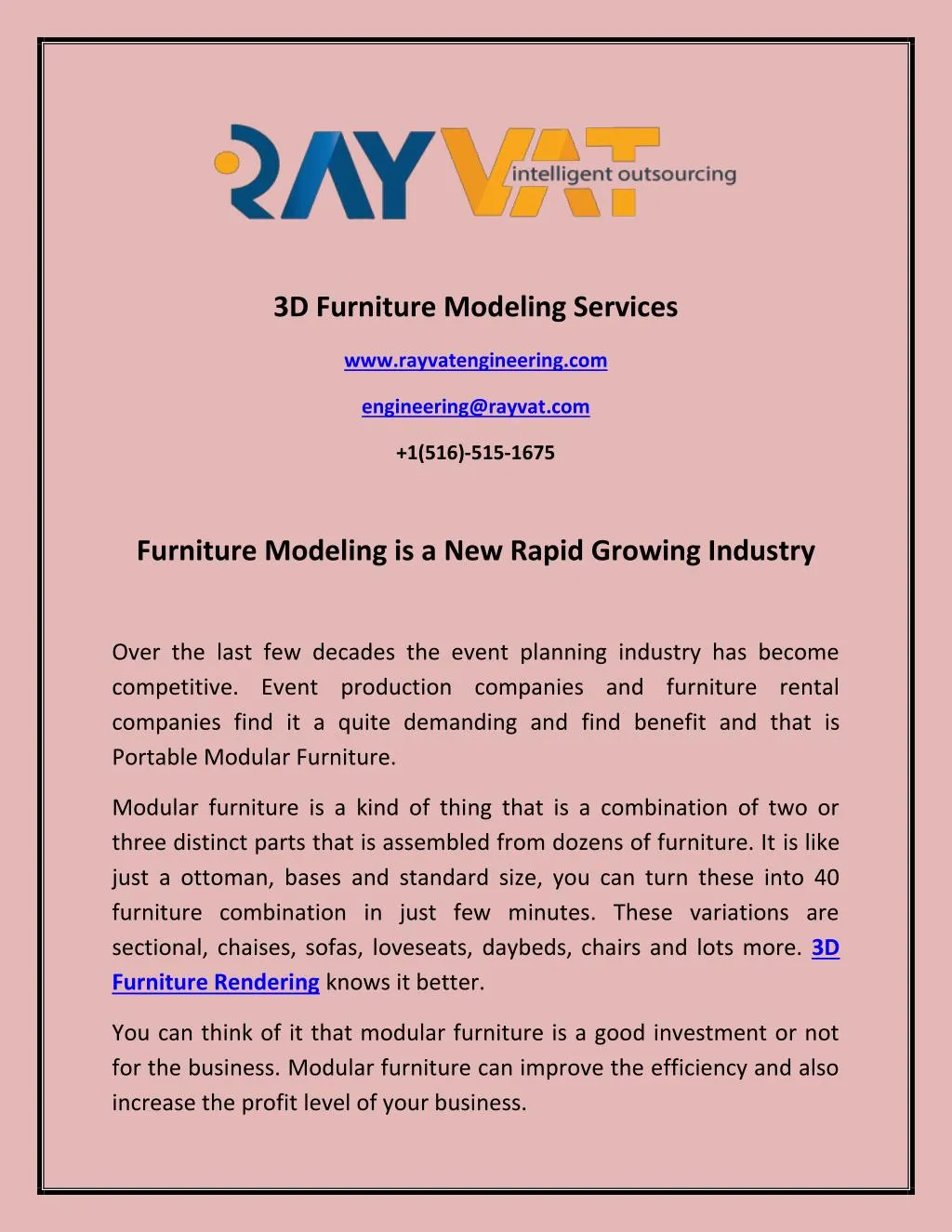 3d furniture modeling services