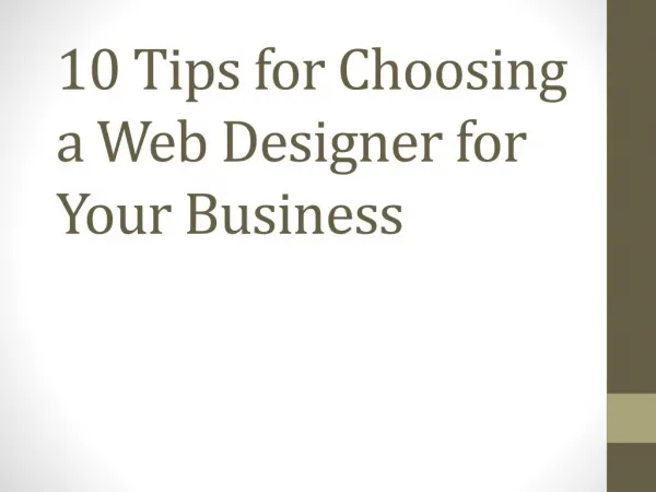 10 Tips for Choosing a Web Designer