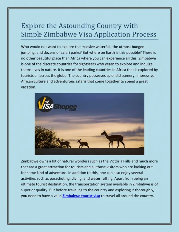 Explore the Astounding Country with Simple Zimbabwe Visa Application Process