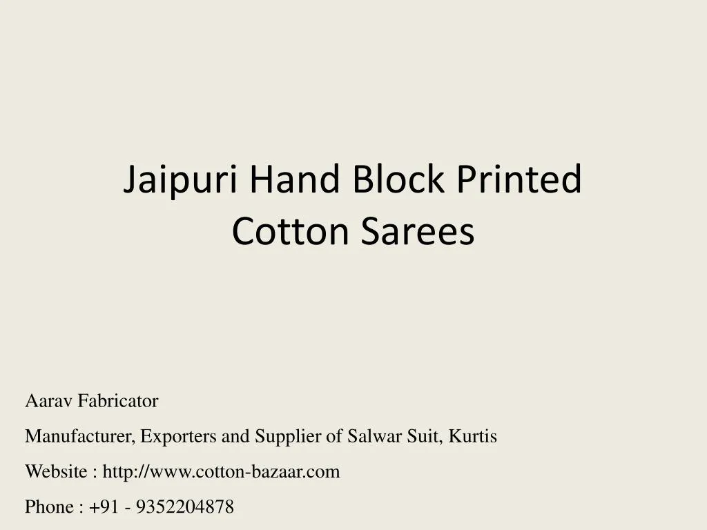 jaipuri hand block printed cotton sarees