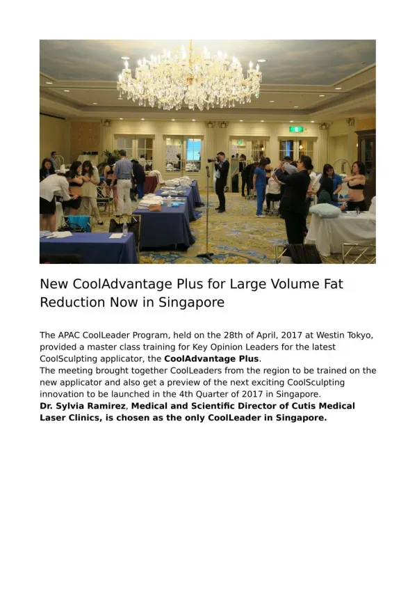 New CoolAdvantage Plus for Large Volume Fat Reduction Now in Singapore