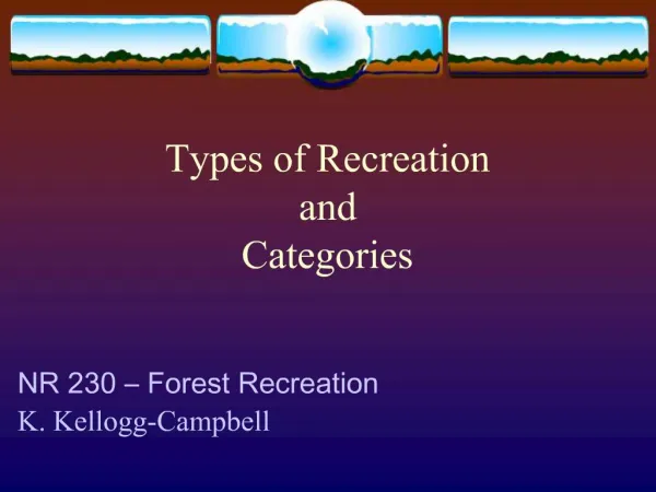 Types of Recreation and Categories