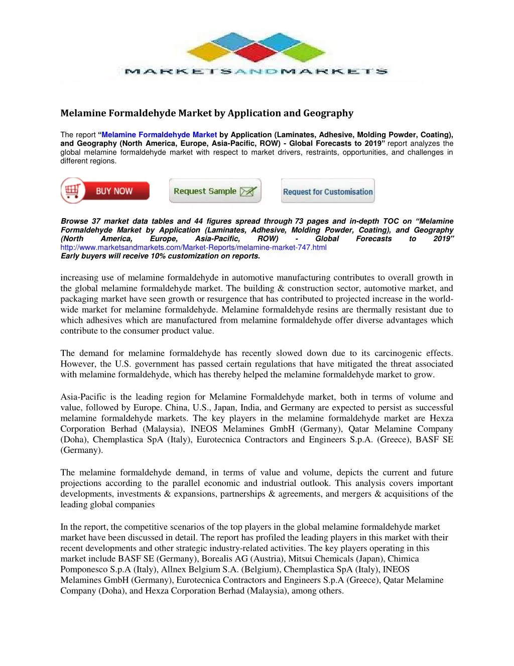 melamine formaldehyde market by application