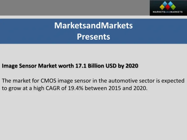 Image Sensor Market worth 17.5 Billion USD by 2020