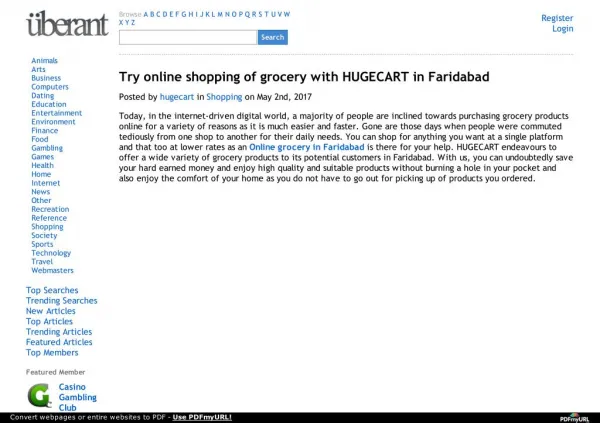 Try online shopping of grocery with HUGECART in Faridabad