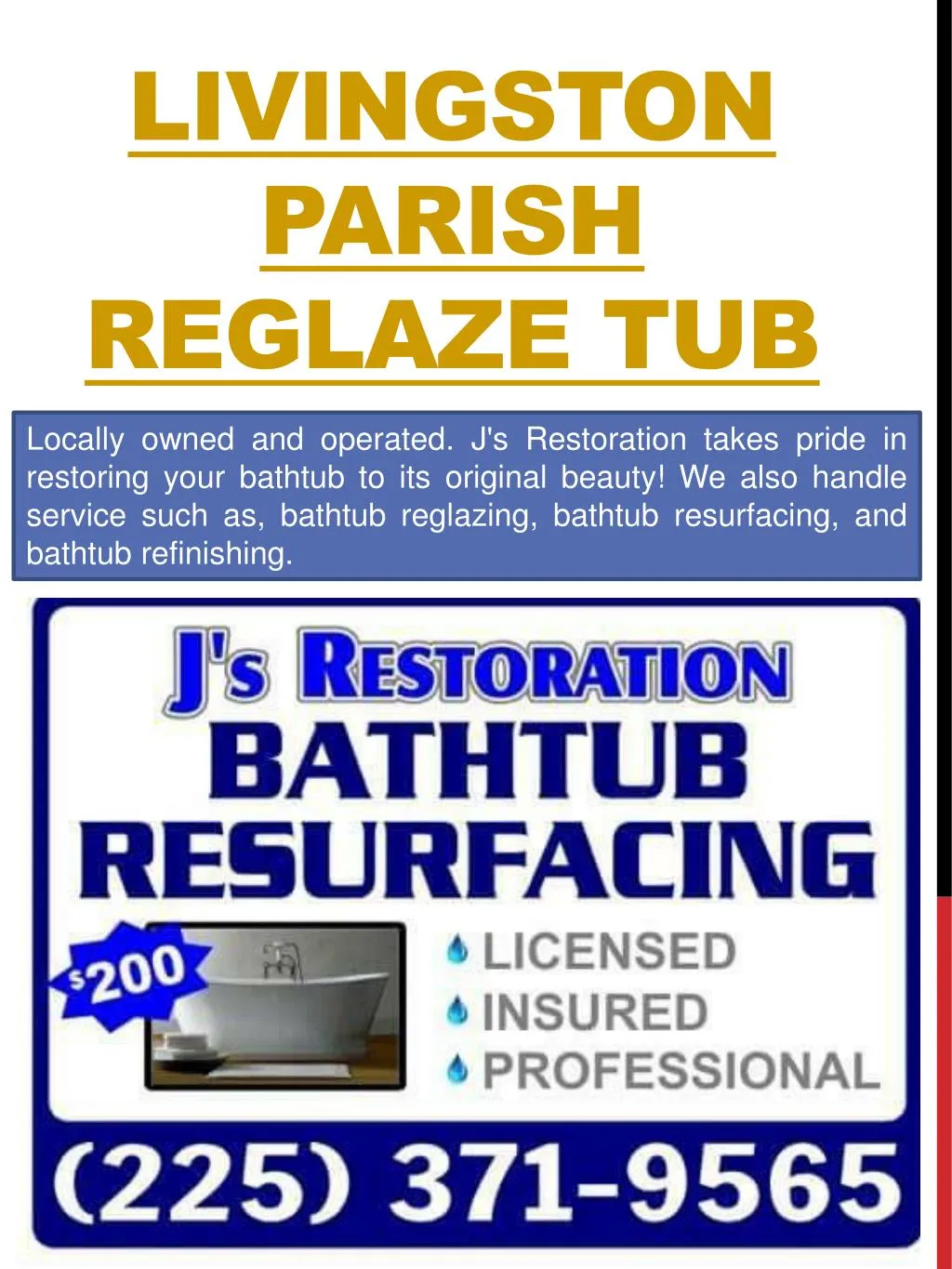 livingston parish reglaze tub