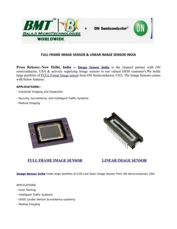 FULL FRAME IMAGE SENSOR AND LINEAR IMAGE SENSOR INDIA