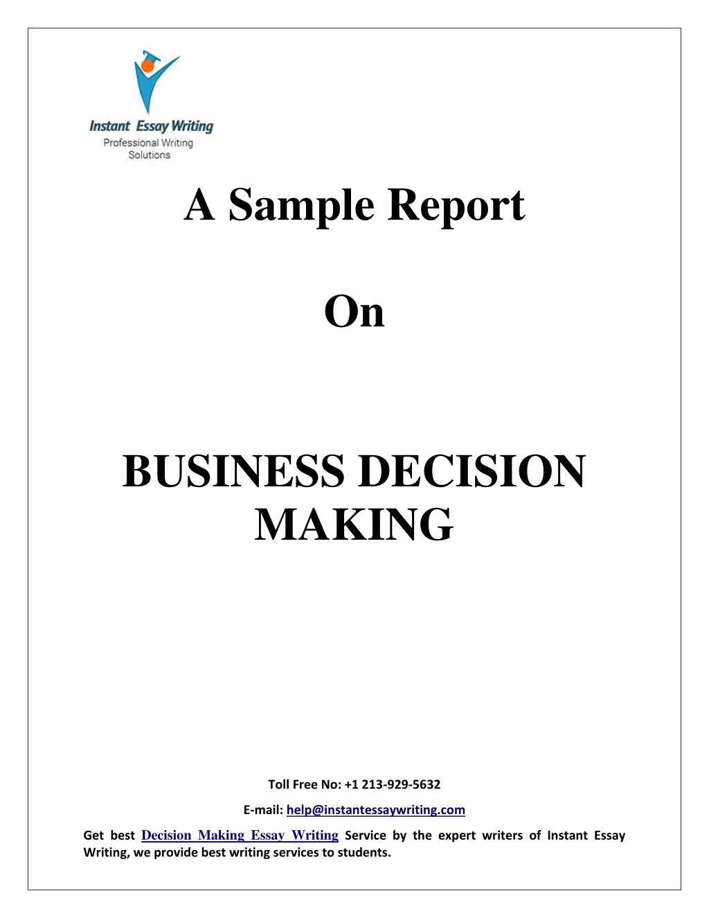 a sample report on business decision making