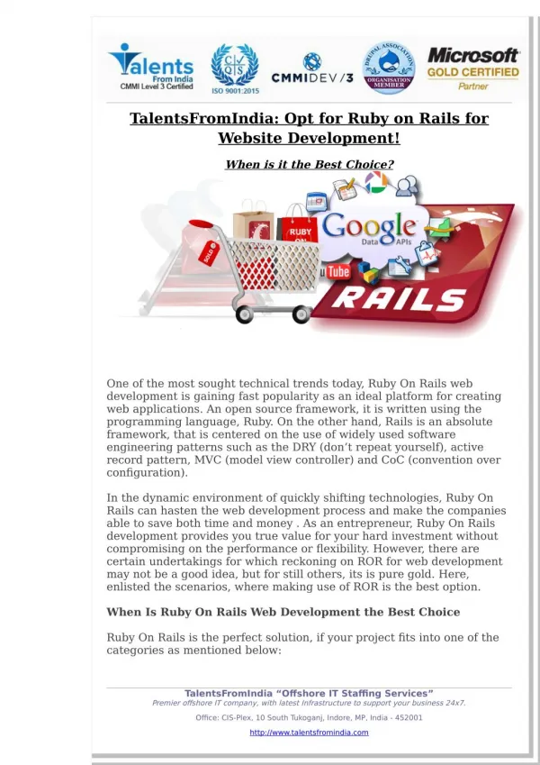 TalentsFromIndia: Opt for Ruby on Rails for Website Development!