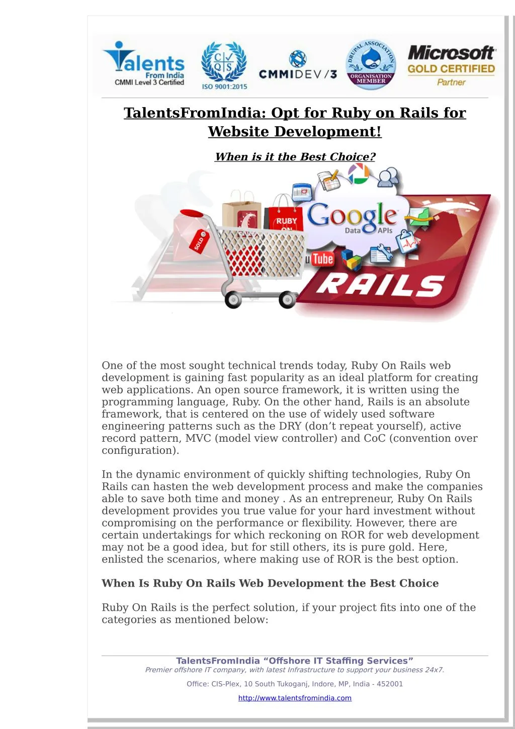 talentsfromindia opt for ruby on rails