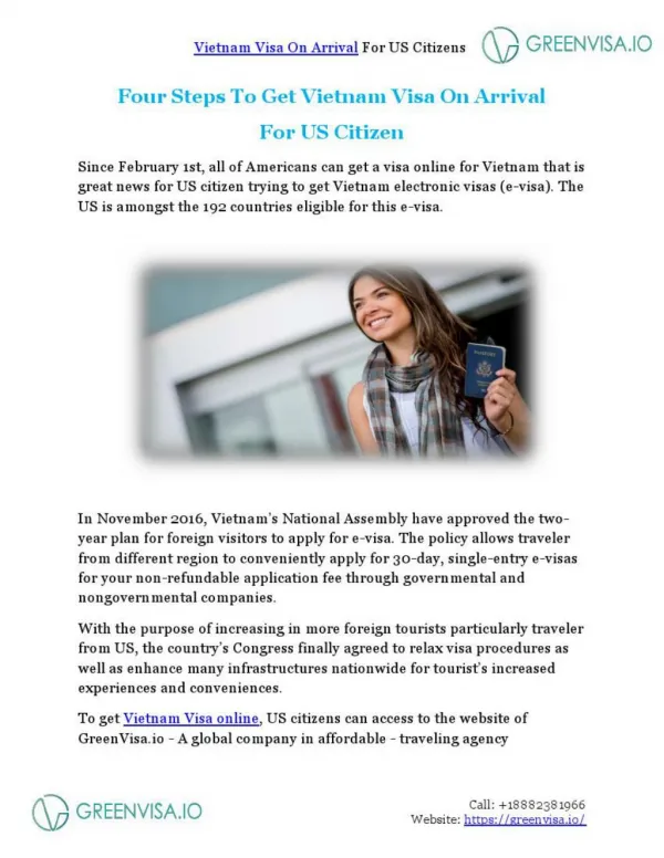 US PASSPORT Holder now can get their Vietnam Visa On Arrival at GreenVisa
