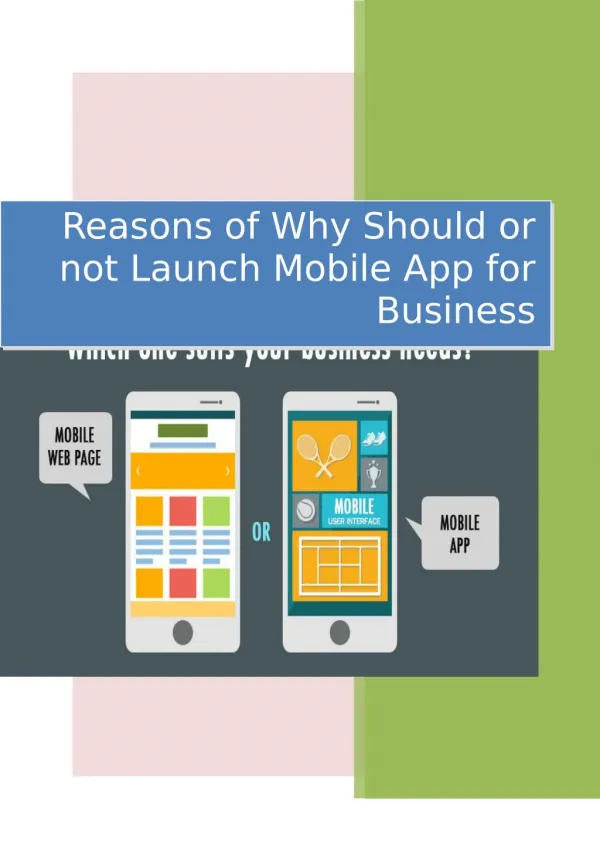 Reasons of Why Should or not Launch Mobile App for Business
