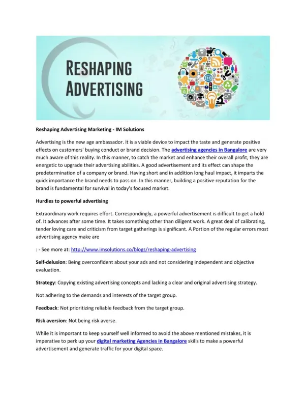 Reshaping Advertising Marketing - IM Solutions