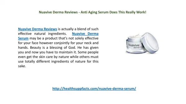 Nuavive Derma Reviews - Anti Aging Serum Does This Really Work!