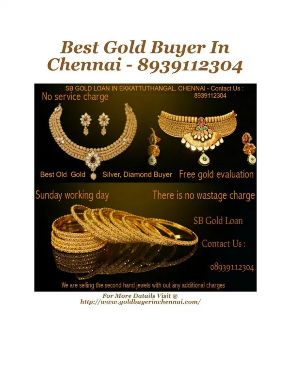 Best Gold Buyer In Chennai - 8939112304