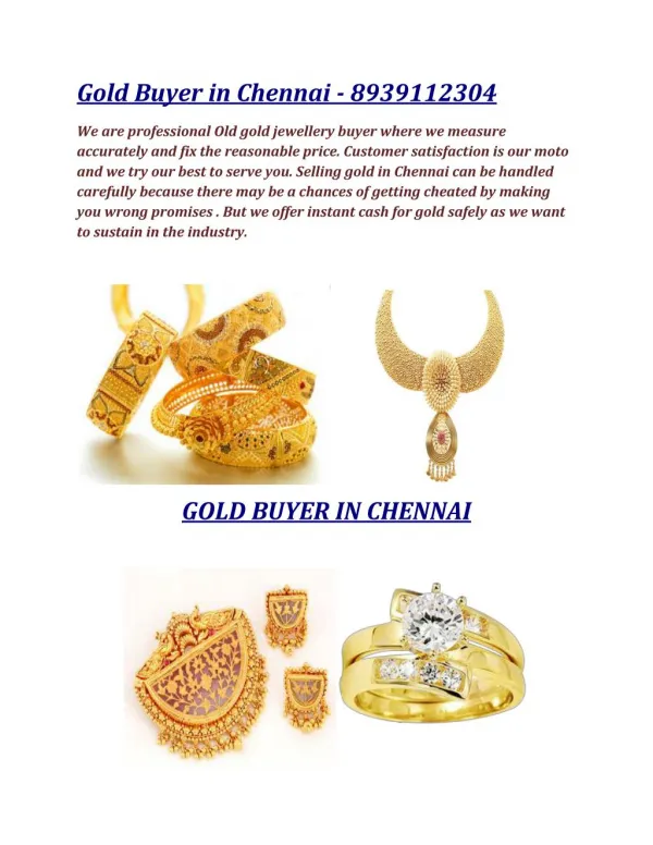 Gold Buyer & Seller in Chennai - 8939112304