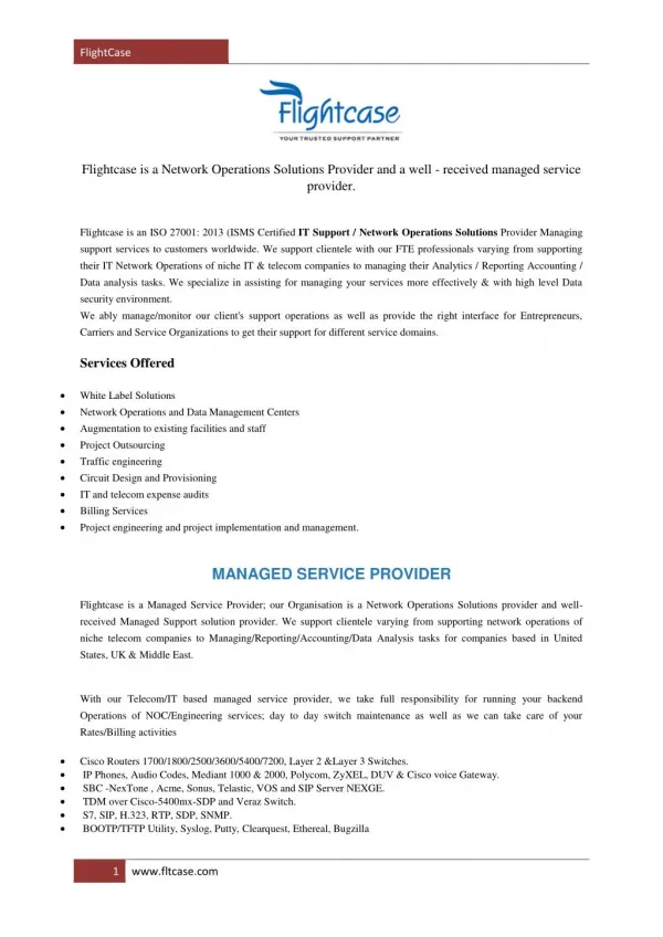 FlightCase- Managed IT Support Services Provider