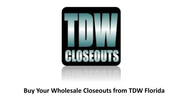 Buy Your Wholesale Closeouts from TDW Florida - PPT