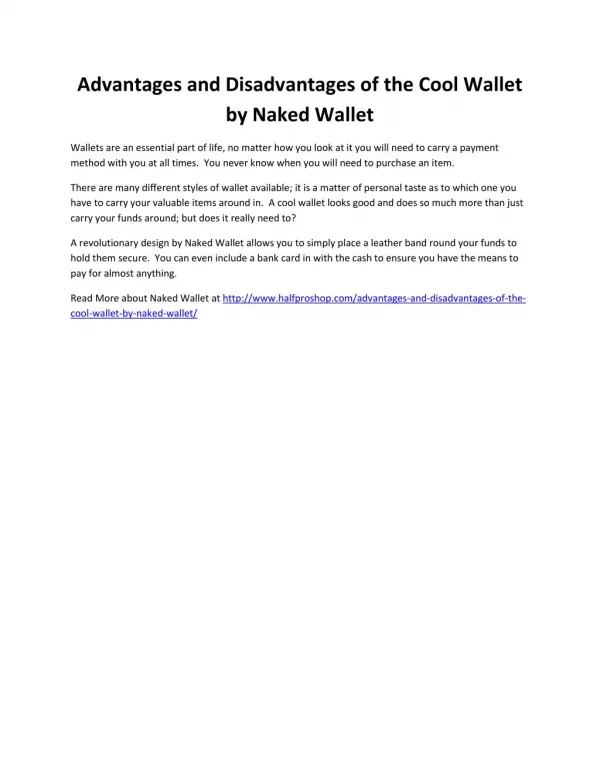 Advantages and Disadvantages of the Cool Wallet by Naked Wallet