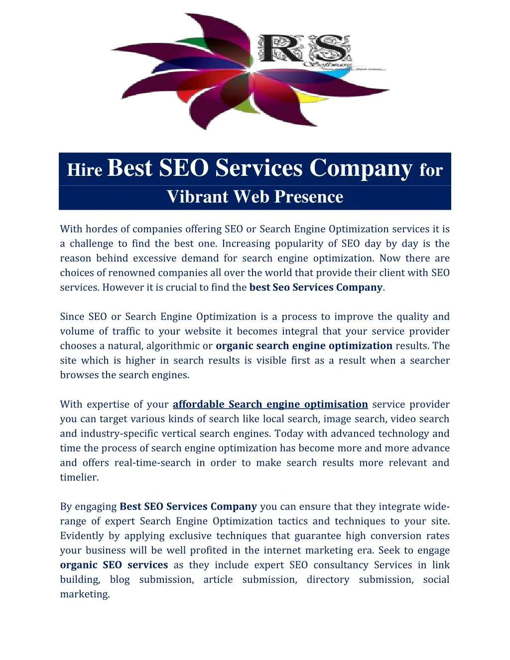 hire best seo services company for vibrant