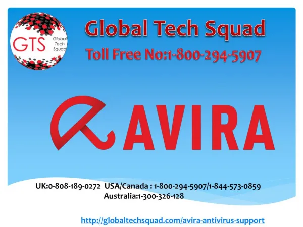 Avira Antivirus Support Number 1-800-294-5907(USA)