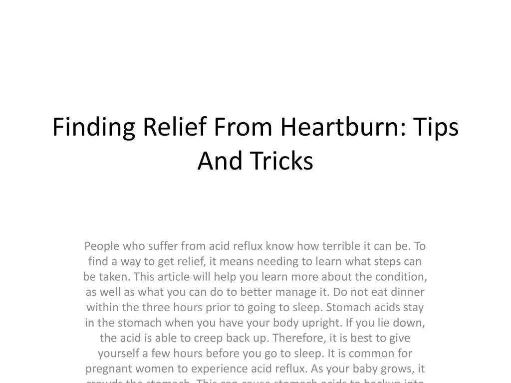 finding relief from heartburn tips and tricks