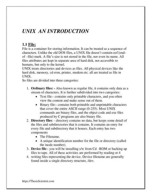 UNIX AN INTRODUCTION