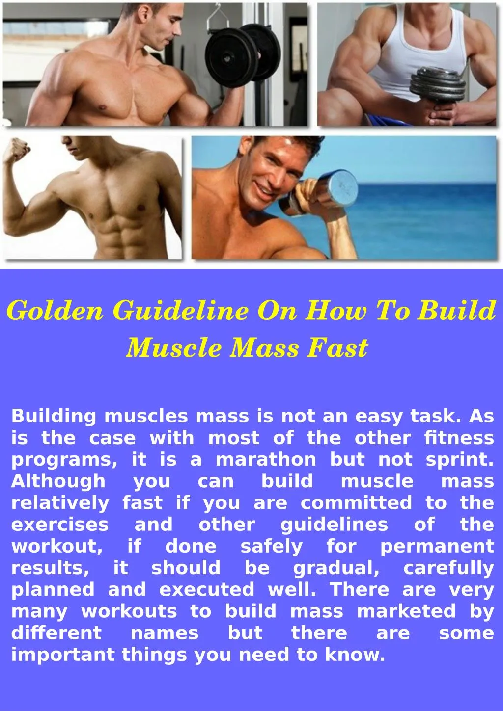 golden guideline on how to build muscle mass fast