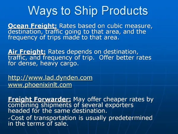 Ways to Ship Products