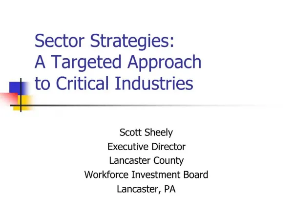 Sector Strategies: A Targeted Approach to Critical Industries